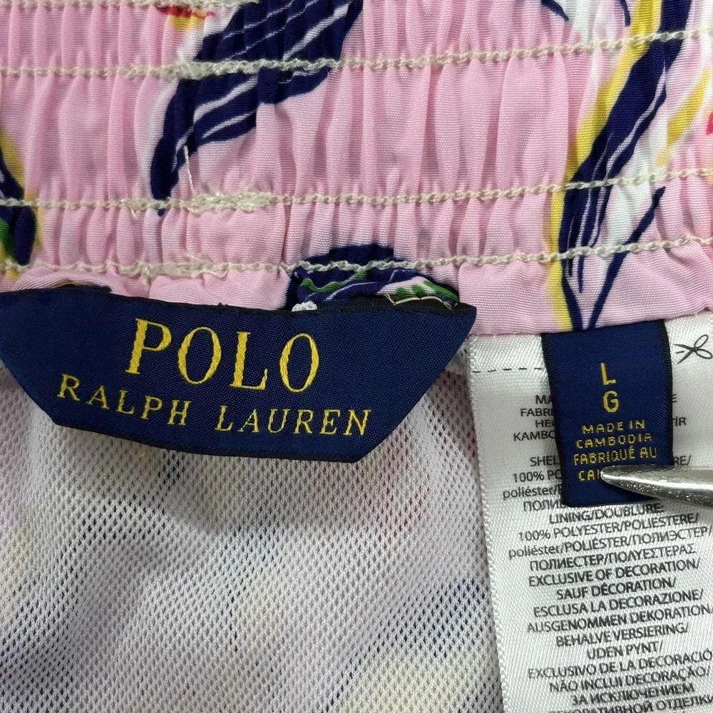 Polo‎ Ralph Lauren Swim Trunks Men Size Large Pink Floral Summer Beach